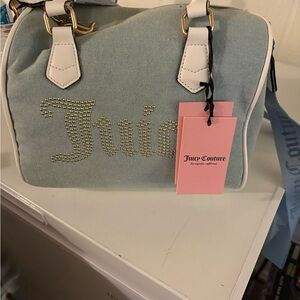 Juicy Couture Light Blue and White Satchel